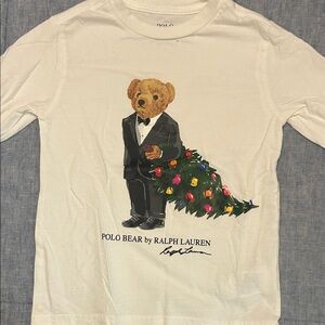 Ralph Lauren Kids White Polo Bear Long Sleeve Tee